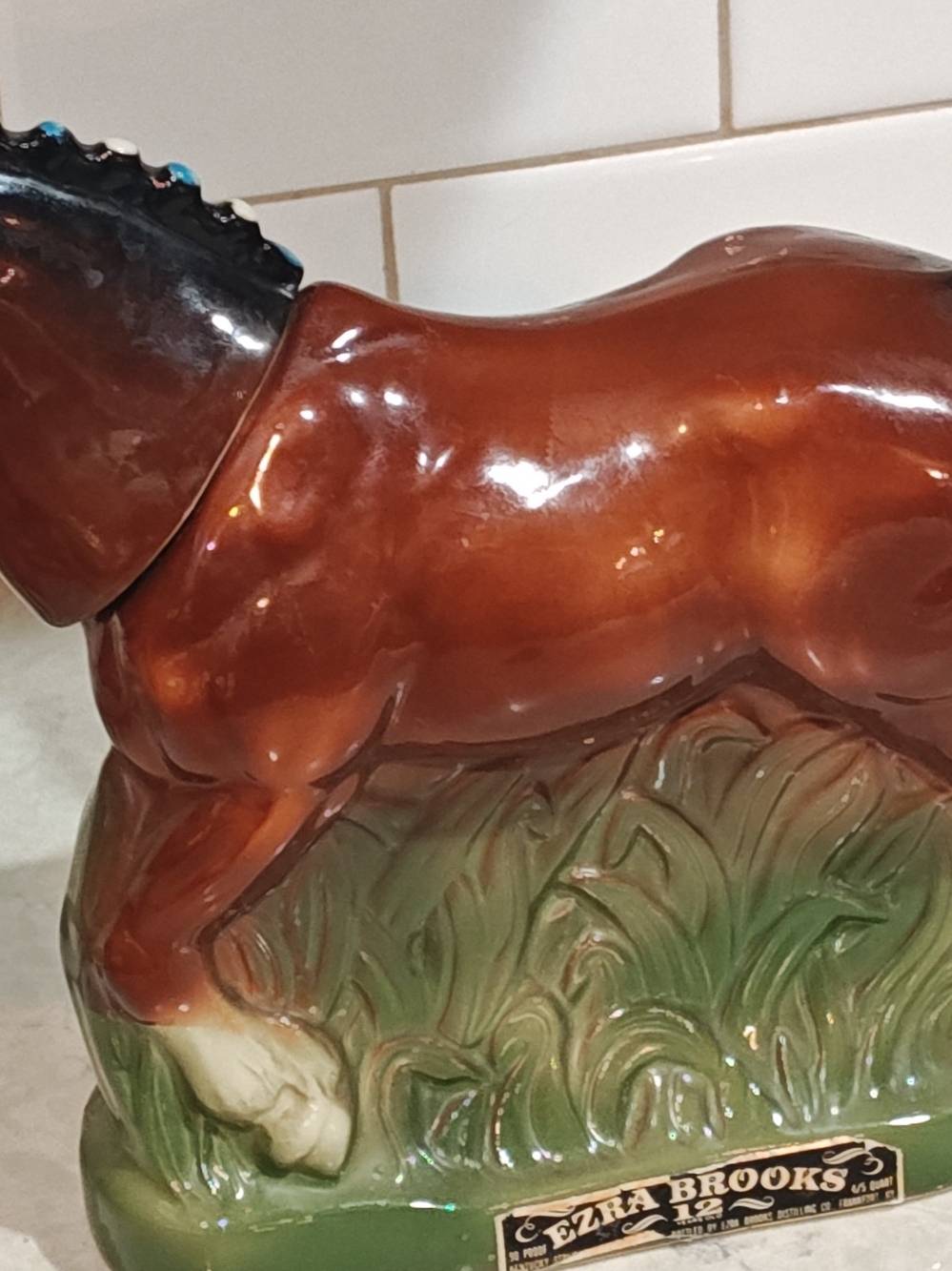 Vintage 1974 Ezra Brooks Clydesdale Horse Decanter EMPTY Very Nice